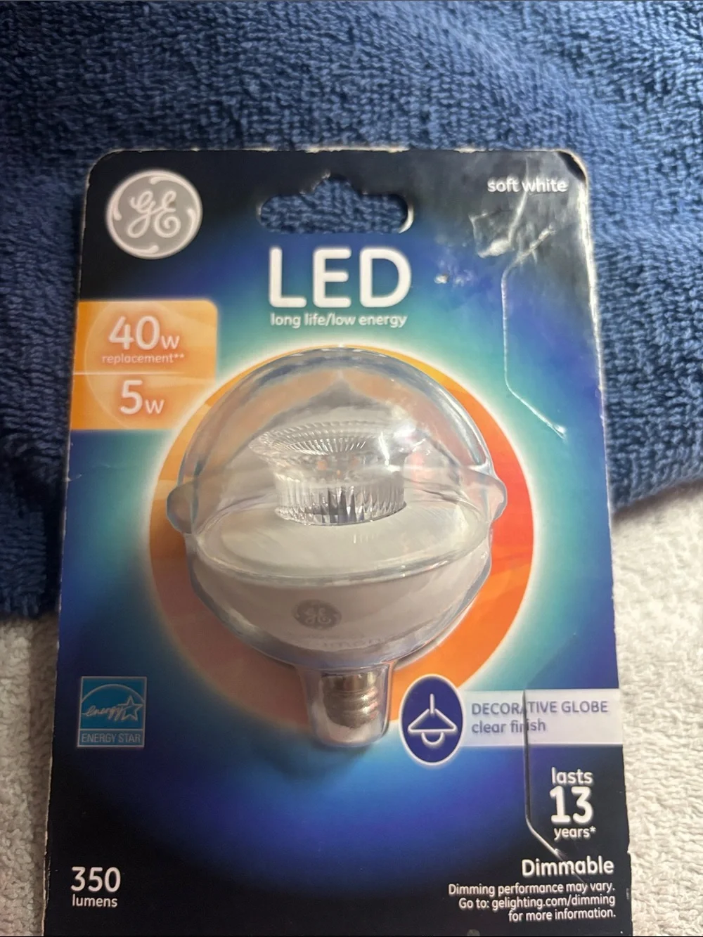 GE LED Decorative Globe Bulb G16 - Clear Finish, Soft White